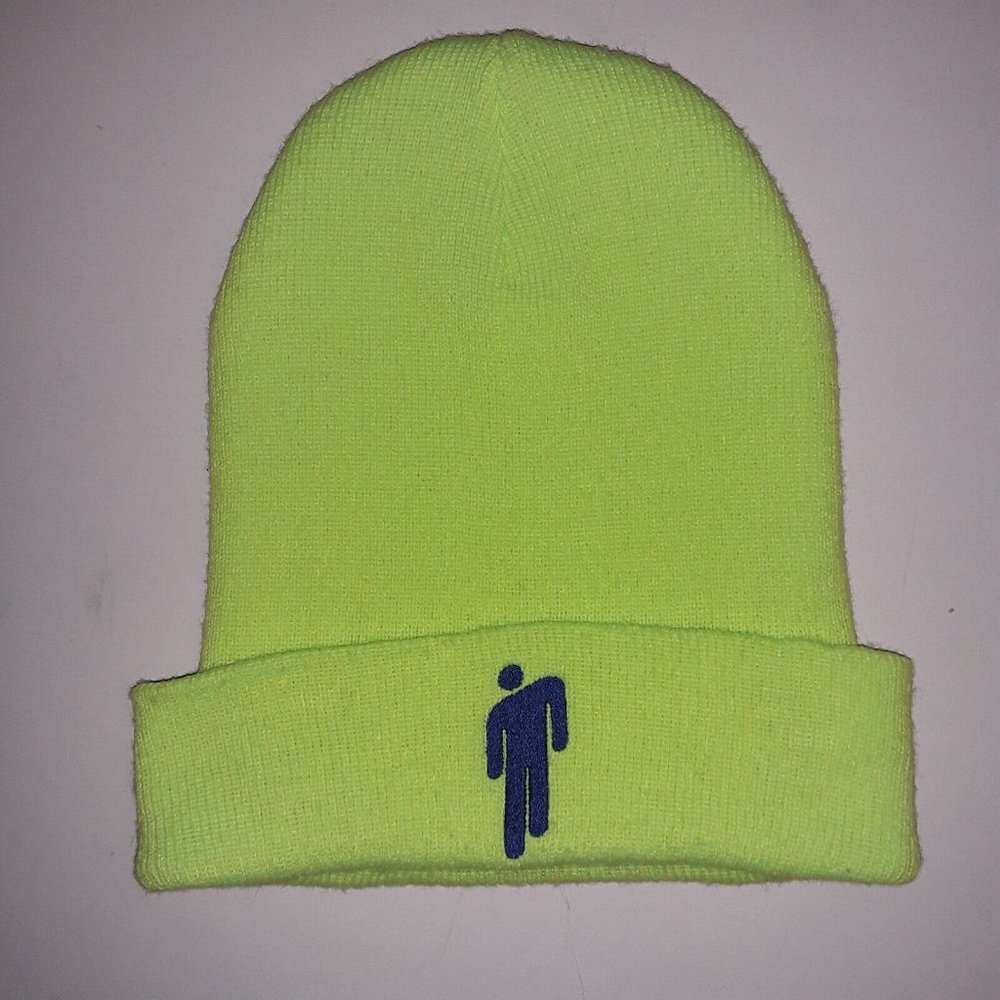 Billie Eilish Beanie / Hat Neon Green, Embroidered with Logo, YP Classics, EUC